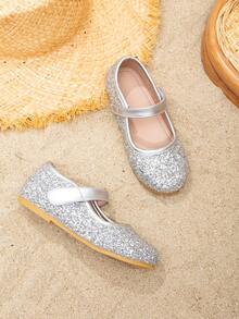 女童公主風格皮鞋,可愛時尚,適合正式場合或日常穿著 - 銀色 - 查看 5