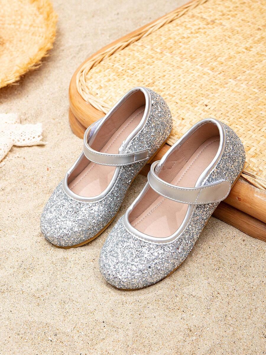 女童公主風格皮鞋,可愛時尚,適合正式場合或日常穿著 - 銀色 - 查看 1