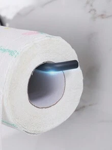 1pc Hanging Toilet Paper Holder, Roll Paper Holder, Bathroom Towel Rack Stand Paper Rack, Bathroom Storage Racks - Black - View 4