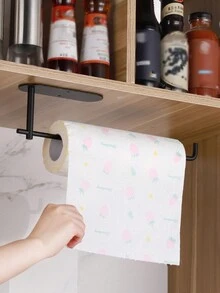 1pc Hanging Toilet Paper Holder, Roll Paper Holder, Bathroom Towel Rack Stand Paper Rack, Bathroom Storage Racks - Black - View 1