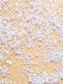 2MM-6MM 混尺寸 2000顆/包 圓形平底樹脂水鑽果凍糖 AB色亮面亮片 DIY 寶石貼紙，適用於衣物、包包、鞋子、馬克杯、瓶子、保溫杯、手機、DIY配件 - 白色 - 查看 3