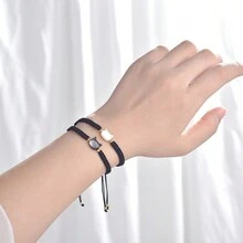 1個特色女士手織貝殼貓手鏈,輕奢感手鏈,閨蜜手鏈 - 黑色 - 查看 5