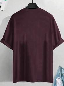 Men T-Shirts - 酒紅色 - 查看 3