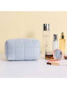 女款毛絨化妝包,彩妝袋,拉鍊大號單色旅行化妝包,旅行化妝包,洗漱包,清潔包