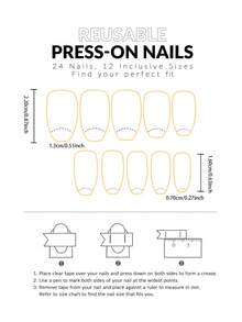 24pcs/set Short Square Nail Tips With 1pc Nail File And 1pc Jelly Gel - Multicolor - View 5