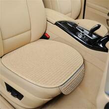 1入四季防滑汽車座墊,條紋圖案和亞麻材質,非支撐式前排座墊,適用於汽車,通用辦公椅墊 - 灰色 - 查看 3