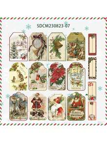 1套聖誕貼紙創意卡通聖誕老人貼紙diy手帳筆記本行李防水貼紙