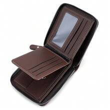 1pc New Men's Retro Style Multifunctional Zipper Wallet Youth Personality Color Block Card Holder For Students Bag Present For Men Wallet Purse Wallet Men Wallet Leather