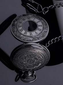 1 pièce Montre de poche pendentif avec chiffres romains, collier de montre de poche vintage unisexe avec couvercle rabattable, cadeau pour les étudiants retournant à l'école