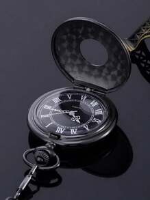 1 pièce Montre de poche pendentif avec chiffres romains, collier de montre de poche vintage unisexe avec couvercle rabattable, cadeau pour les étudiants retournant à l'école