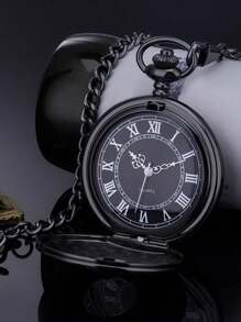 1 pièce Montre de poche pendentif avec chiffres romains, collier de montre de poche vintage unisexe avec couvercle rabattable, cadeau pour les étudiants retournant à l'école