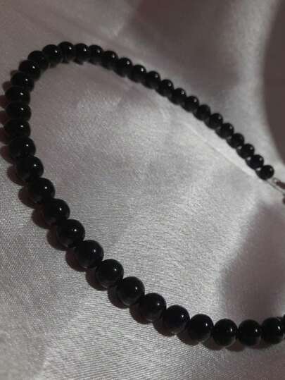 Colar de Perolas Preta Esfera 8mm