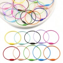 5pcs 1.5mm Thick 150mm Long Steel Wire Rope Key Ring With Colored Spray Paint, Diy Jewelry Making Accessories, Baking Varnish Steel Ring, Creative Pendant Accessories