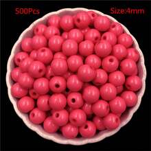 500pcs/pack 4mm Acrylic Solid Color Beads, Candy-colored, With Straight Holes For Diy Beading - 500pcs/4mm - View 12