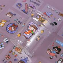 20pcs Cartoon Pattern Sticker Set, Each Sticker Has Different Creative Cartoons, Approximately 3-5 Designs Per Sticker, Each Sticker Is About 6*6cm, 300pcs Assorted Styles Randomly Sent