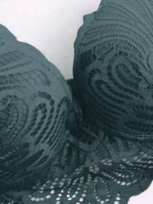 Push-Up Bra With Adjustable Sexy Rhinestones | Comfortable Pushup Bra With Rhinestones And Support - Green - View 3