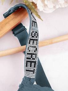 Push-Up Bra With Adjustable Sexy Rhinestones | Comfortable Pushup Bra With Rhinestones And Support - Green - View 2