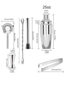 6入組不銹鋼雞尾酒調酒器套裝 - 彩色 - 查看 2