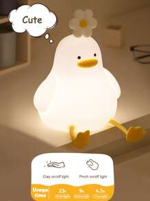 新款可愛夜燈,柔軟矽膠花鴨可愛led燈,3級亮度手機架可充電感應式小夜燈,適用於臥室嬰兒女孩夜燈,作最好的朋友生日禮物,可愛的家居裝飾