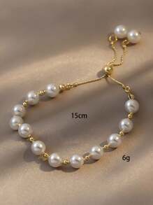 1 件青少年珍珠手链，全新设计，时尚，独特设计，超级仙女，温柔可爱的小女孩手链 - 白色 - 查看 3
