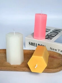 1pc Hexagonal Column Shaped Diy Aromatherapy Candle Decoration - Blue - View 2