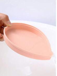 1入組塑料皂盤現代葉形浴室瀝水皂盤架 - 粉色 - 查看 2