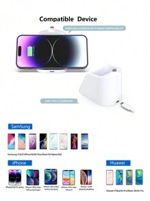 15w Pen Holder Wireless Charger Compatible With IPhone 8/X/11/12/13/14 Series And Android Phones With Qi Wireless Charging Function - White - View 4