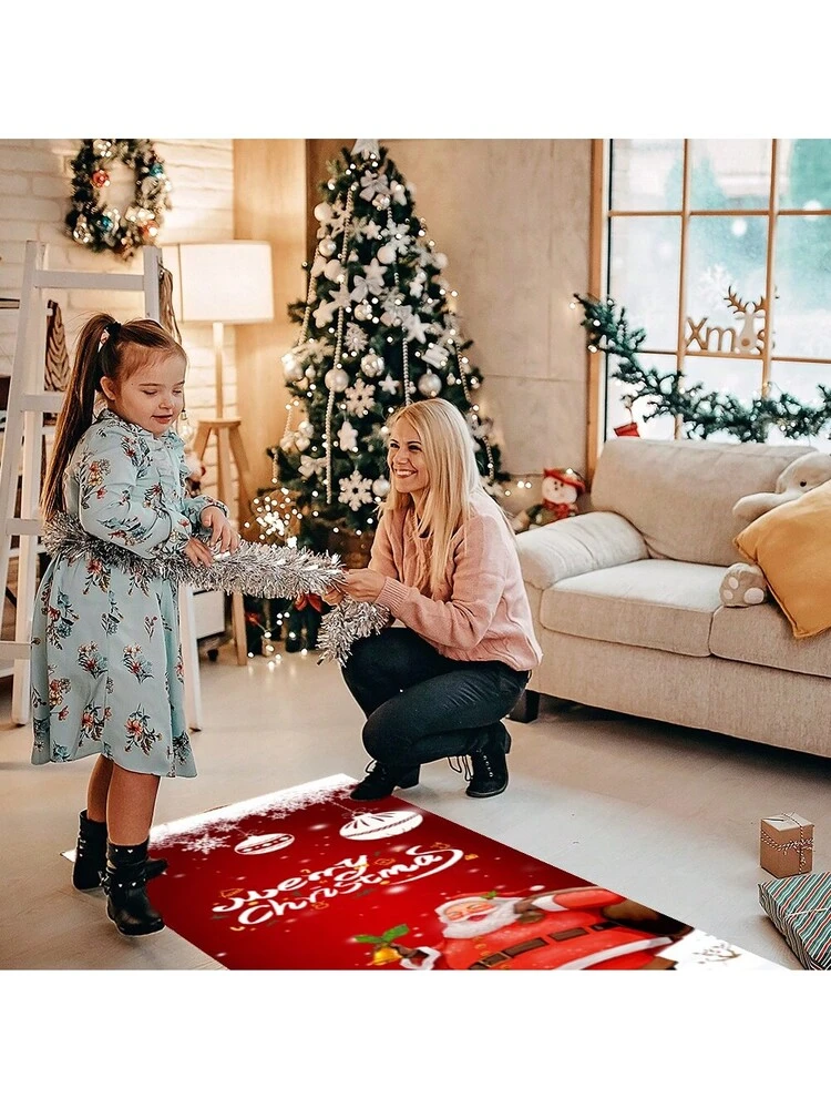 Tappeti natalizi Tappeti rotondi rossi per interni antiscivolo, tappeto a scacchi, grande tappeto per soggiorno, camera da letto, divano, decorazioni natalizie, tappeti per albero di Natale ( Color