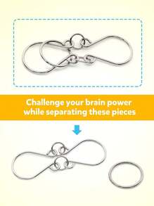 8 件/套金属蒙特梭利拼图线 IQ 思维智力拼图互动游戏缓解教育工具 - 銀色 - 查看 9