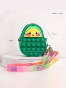 兒童錢包錢包矽膠減壓擠壓袋防滑鼠先鋒卡通水果單肩袋解壓玩具收納袋 - 綠色 - 查看 4