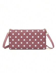 最熱跨境銷售女士錢包斜挎包新潮流波點手機包大容量肩背包手拿包 - 藍色 - 查看 5