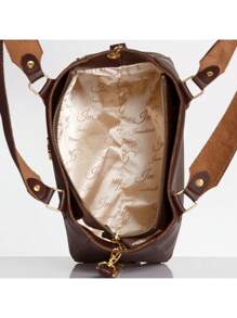 Conjunto de Bolsa Feminina Tote Média com Alça Transversal Removível Conjunto com Carteira Feminina Envelope Versátil - Marrom - Visão 6