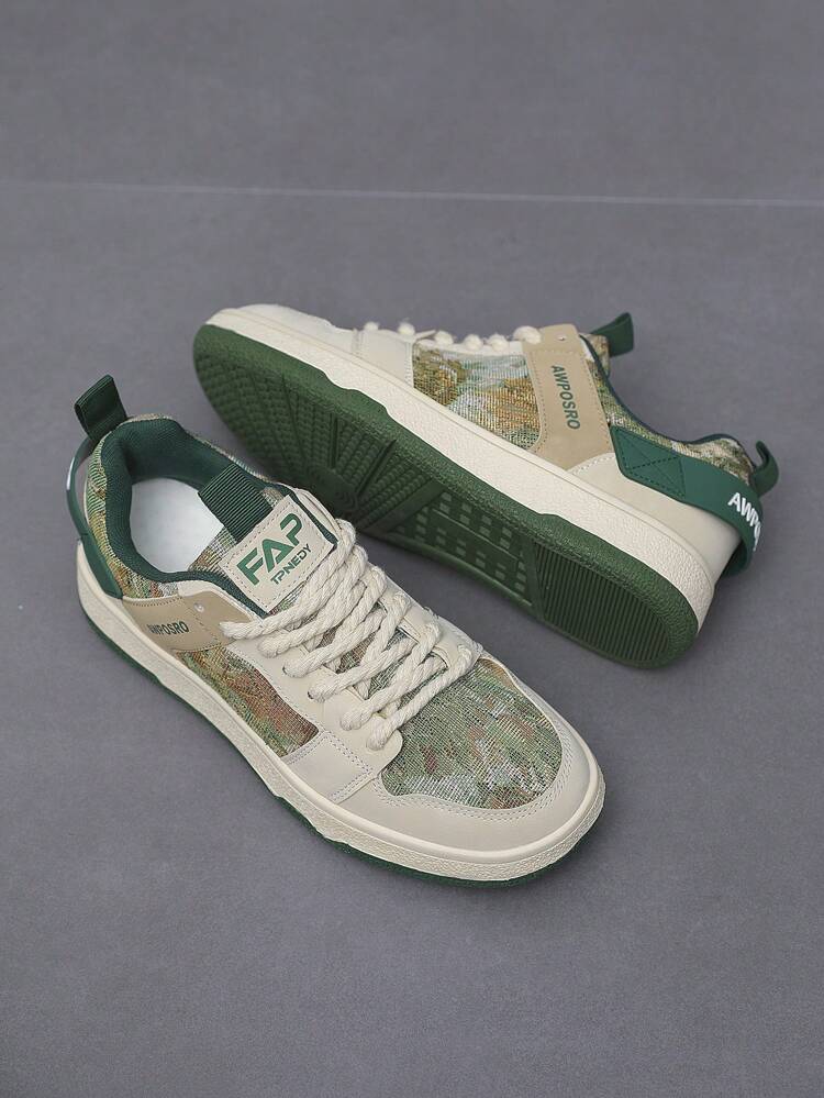 Abstract Forest Oil Painting Canvas Shoes, Comfortable Casual Lightweight Outdoor Hiking Skateboard Sneakers, Niche Design Couples Shoes