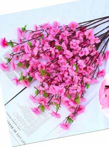 10 Ramos de flor flores artificial de sakura en forma de rama de cerezo 120cm decoracion lindo cute diseño minimalista elegante para diseño del hogar bodas y eventos - Rosa Fucsia - Ver 2