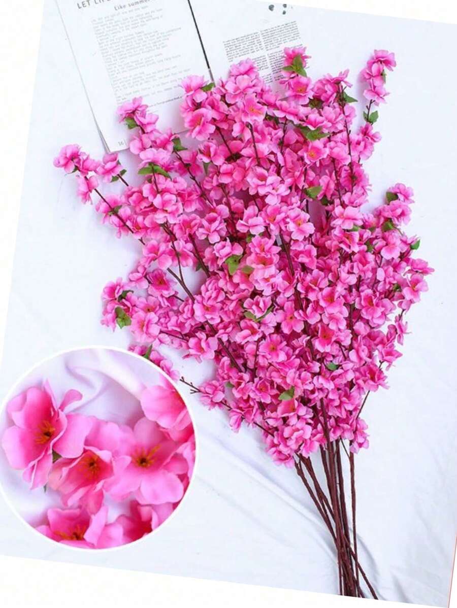 10 Ramos de flor flores artificial de sakura en forma de rama de cerezo 120cm decoracion lindo cute diseño minimalista elegante para diseño del hogar bodas y eventos - Rosa Fucsia - Ver 1