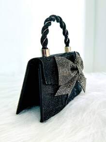 JIOMAY 閃閃發光,閃爍亮晶晶的華麗、優雅、精緻、安靜的奢華閃耀蝴蝶結鑲鑽晚宴包,黑色晚餐包,優雅的鑲鑽、水晶裝飾、仿珍珠適合派對女孩、女人、淑女、新娘,非常適合派對、婚禮、舞會、晚餐/宴會,最好的女性禮物。 - 黑色 - 查看 2