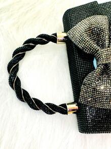 JIOMAY 閃閃發光,閃爍亮晶晶的華麗、優雅、精緻、安靜的奢華閃耀蝴蝶結鑲鑽晚宴包,黑色晚餐包,優雅的鑲鑽、水晶裝飾、仿珍珠適合派對女孩、女人、淑女、新娘,非常適合派對、婚禮、舞會、晚餐/宴會,最好的女性禮物。 - 黑色 - 查看 6