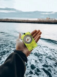 1pc Outdoor Multifunctional Compass With Map Scale, Survey Magnifier, And Survey Compass - Camping And Climbing Tool - Green - View 2