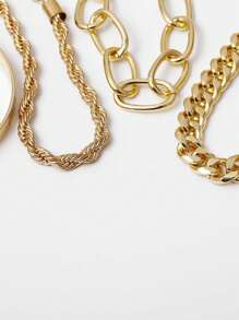 4pcs/set Punk Style Simple Twisted Metal Rope Chain Bracelets For Women - Yellow Gold - View 3