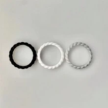 Conjunto De 3 O 10 Anillos De Silicona Trenzada Delgados Para Mujeres, Diseño Deportivo Y Flexible