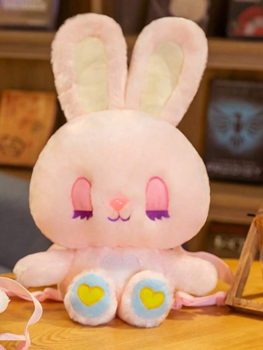 Bobbybear 1 pieza dulce con suave soñador rosado conejo Mochila , creativo fantasía conejo doble hombro Bolso como regalo de cumpleaños - Rosa - Ver 1