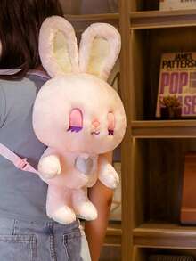 Bobbybear 1 pieza dulce con suave soñador rosado conejo Mochila , creativo fantasía conejo doble hombro Bolso como regalo de cumpleaños - Rosa - Ver 2