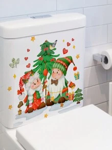 1pc Santa & Christmas Tree Decor Toilet Sticker For Christmas - Multicolor - View 3