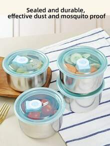 1pc Stainless Steel Sealed Fresh-keeping Lunch Box With Soup Container And Cover - Silver - View 4