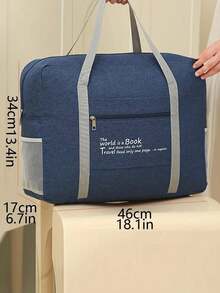 Đơn giản Dung lượng lớn Túi hành lý , Nhẹ Dây kéo Túi xách tay , Gấp lại Túi vải thô , Gấp lại Du lịch Túi vải thô , Nhẹ Dung lượng lớn Hành lý Hộp đựng , Đơn giản Qua đêm Dây kéo Túi xách tay - Màu xanh hải quân - Xem 5