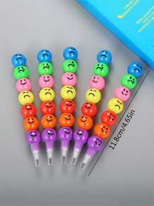 Creative 7-Section Candied Haws Expression Face Pencil Student Free Sharpening Pencil Random 1pc Back To School - Multicolor - View 6