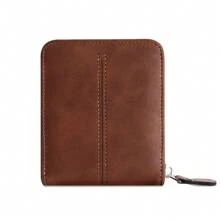 CarrKen 1pc New Arrival Men's Vintage Style Multifunctional Zipper Wallet Youth Student Personalized Color Blocking Card Holder - Khaki - View 6