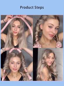 Cloud Prime 女性少女用緞面無熱捲髮頭帶,捲髮帶捲曲髮帶頭飾,捲髮器