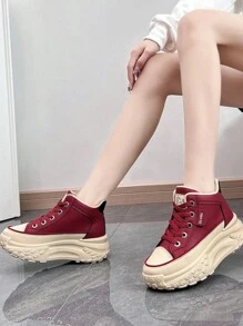 Women's Casual Sports Shoes, Flat Sneakers, Athletic Road Running Shoes - Burgundy - View 10