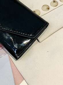 Solid Color Women's Short Coin Laser Shining Coin For Women Wallet Purse Wallet Small Wallet - Black - View 9